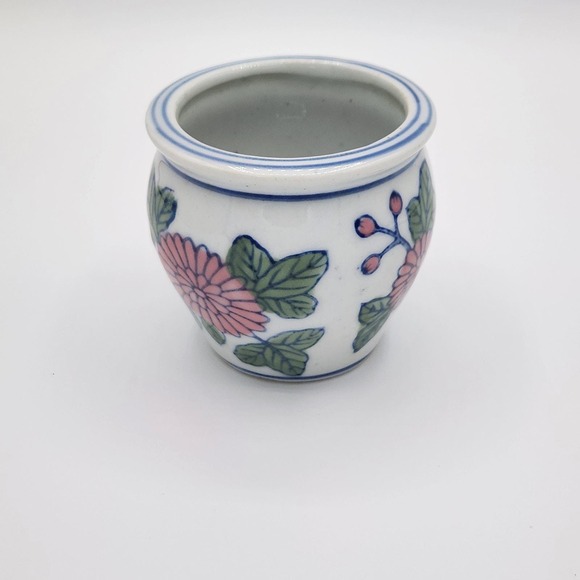 Other - Vintage Very Small Chinese-style Porcelain Cabbage Rose Planter Vase Dish